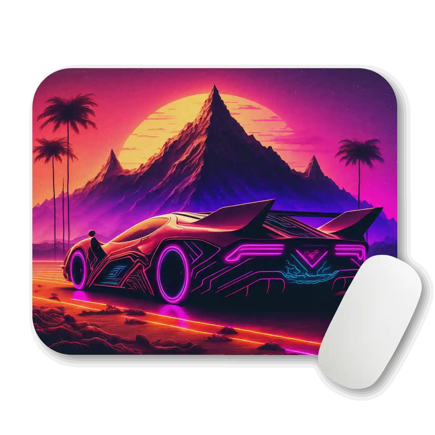 Suspended Sunset: Serene Sports Car Scene Mouse Pad Mouse Pad